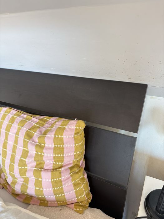 cama de casal madeira macica preta com colchao