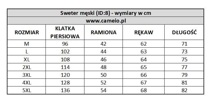 8 Sweter męski od M do 5XL