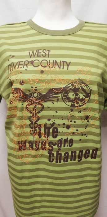 Koszulka T-shirt w paski z nadrukiem