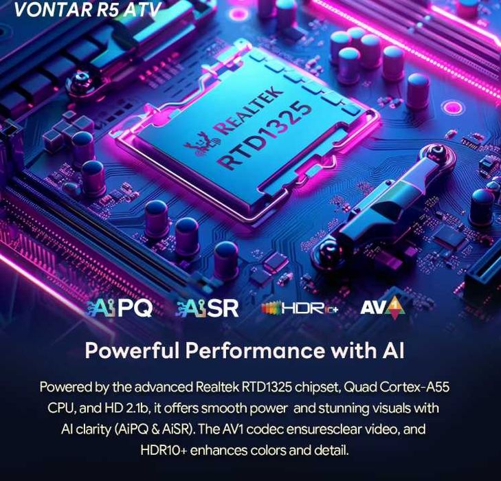 ТВ-приставка VONTAR R5 ATV  Android 14 с процессором Realtek1325