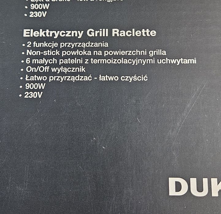 Elektryczny grill raclette NOWY!! Duka do rakletów