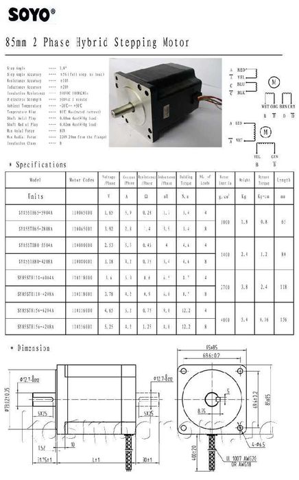 Кроковий двигун NEMA 34 шаговик шаговий SY85STH80-5504A 5.5A