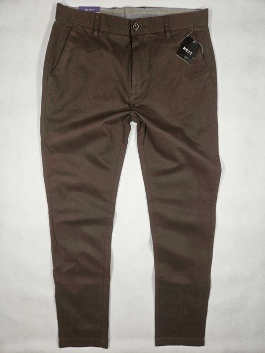 NEXT slim fit brązowe spodnie materiałowe chino ke/04122 W32L36 84cm