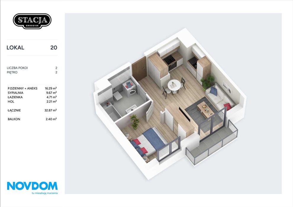 2 pokojowe mieszkanie 32 m² z balkonem w Grodzisku Mazowieckim w wyjątkowej ofercie! – pohled 5
