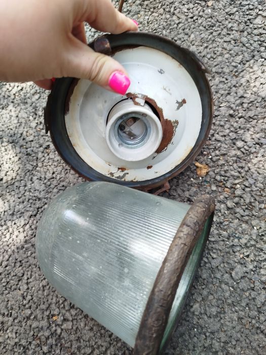 Большой уличный фонарь СССР, ретро, металлический патрон