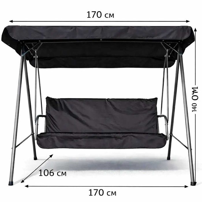 Садова гойдалка 3-місна Comfort Soft з матрацом та навісом посилена