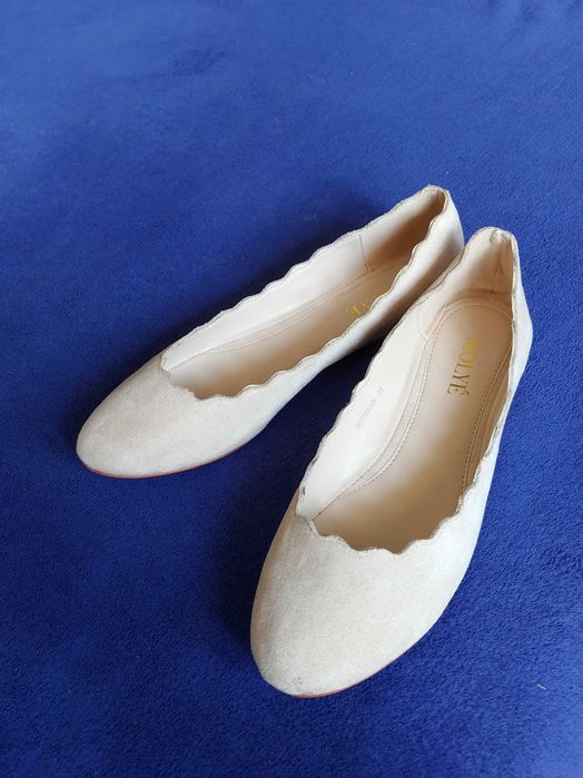 Baleriny buty skóra 38 molye beżowe