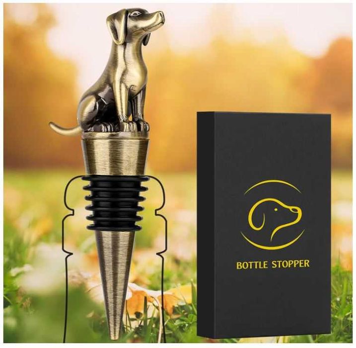 Zatyczka/korek do wina wzór pies, kolor brązu