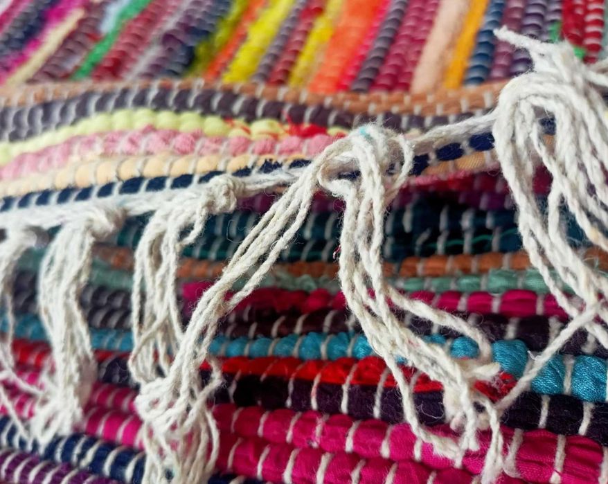 Dywan dywanik boho 150x80 cm duży ręcznie tkany bawełniany