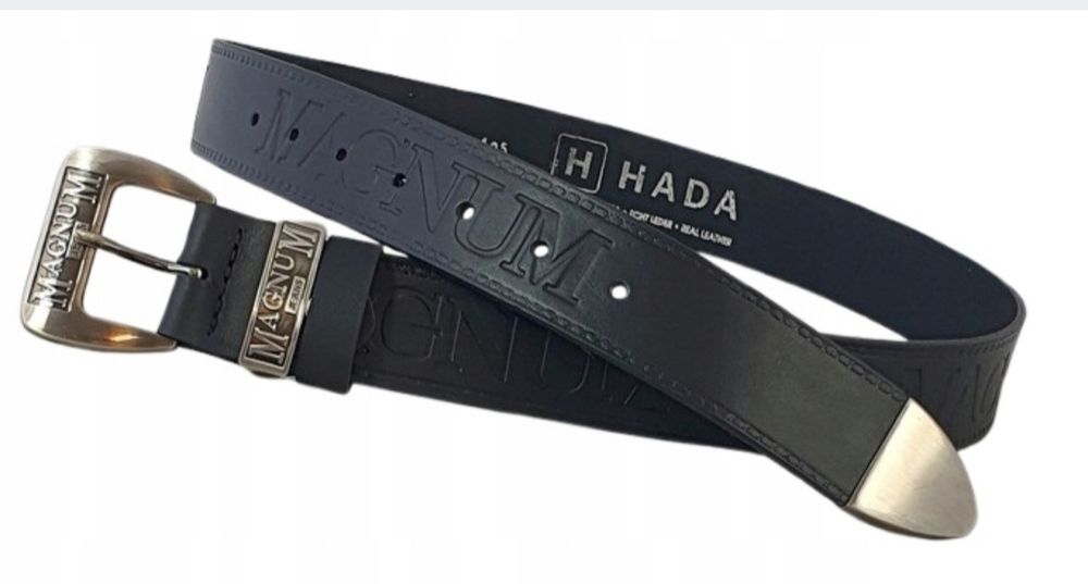 Pasek męski czarny skórzany  do spodni Magnum Jeans