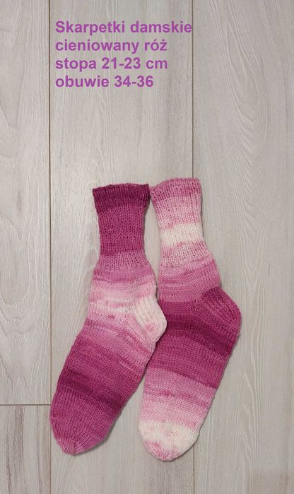Skarpety damskie, dziewczęce rękodzieło Leokadia 21-23 cm obuwie 34-36
