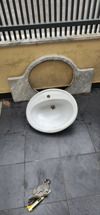 Bacia Roca Com bancada em Pedra para lavatório conjunto completo