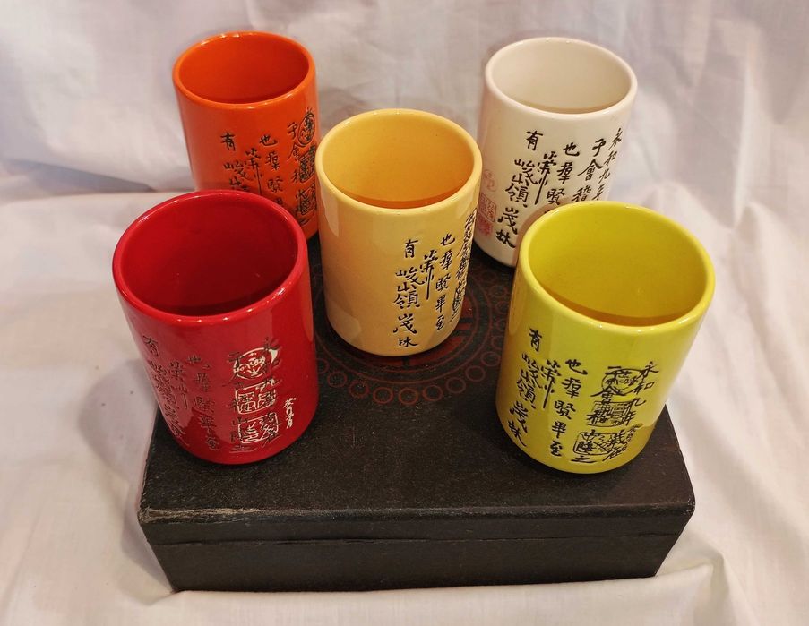 Conjunto 6 Copos Vasos Pincéis Chineses Asiáticos