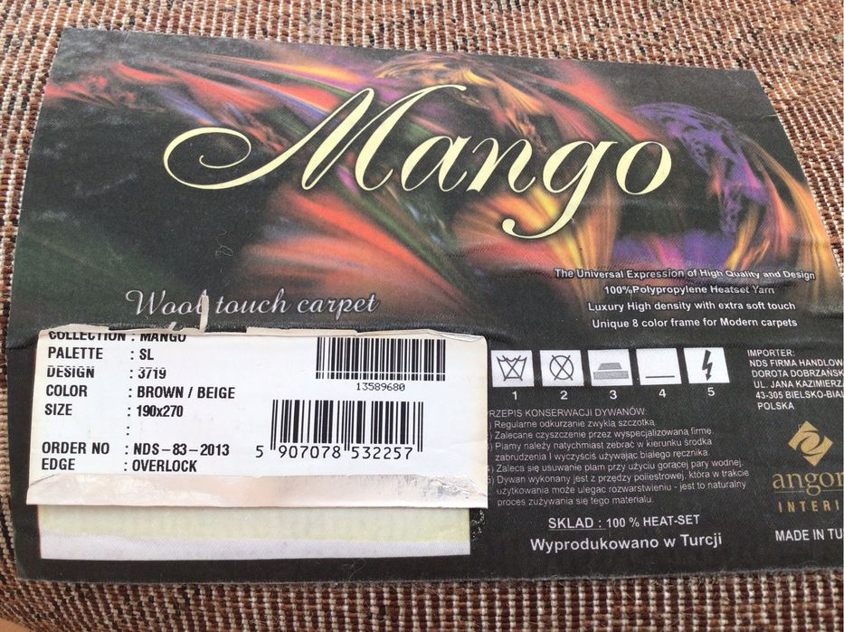 Dywan 190/270 wyprodukowany w Turcji