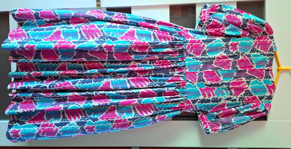 Różowa niebieska bawełniana sukienka Laura Ashley vintage retro