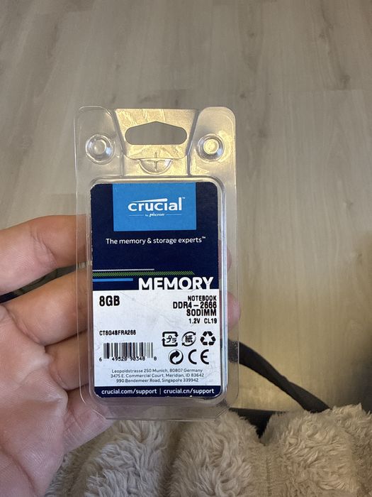 Оперативна пам’ять 8GB DDR4 2666 SODIMM Crucial для ноутбука