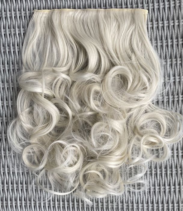 Premium Ultra włosy doczepiane, platynowy blond, clip in, loki 259.