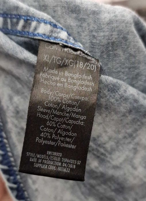 Koszula Jeansowa z Kapturem Bluza Calvin Klein Jeans XL