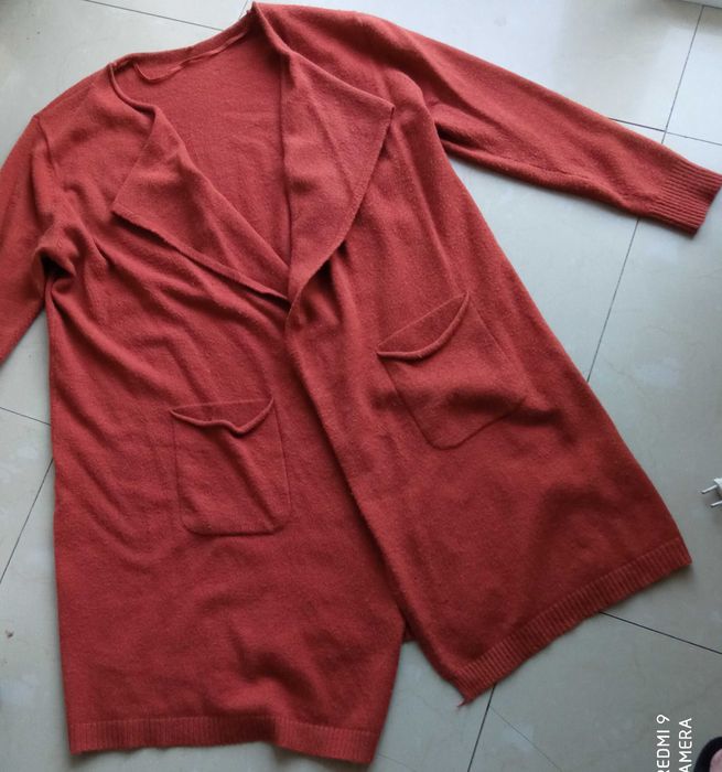 Italy kardigan rudy 130 cm pachy 50 52 54 kieszenie