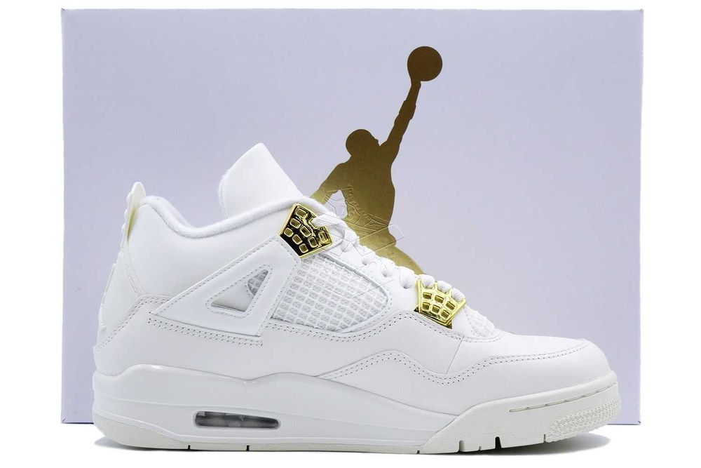 Nike AIR JORDAN 4 White & Gold – Buty | AQ9129–170