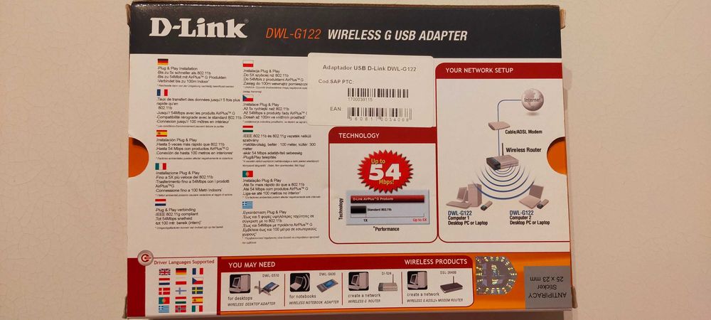 2 Antenas Omni-direcional Interna de mesa e 1 D-Link Adaptador