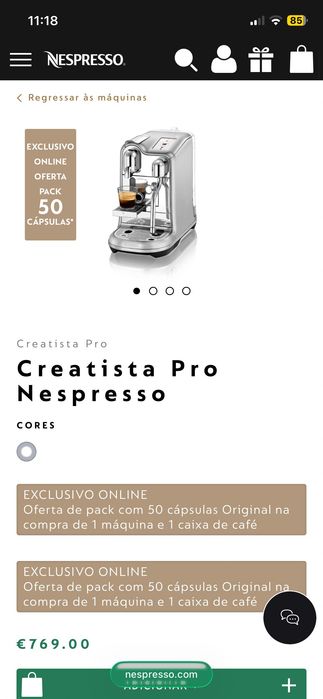 Máquina de café creatista pro nova embalada