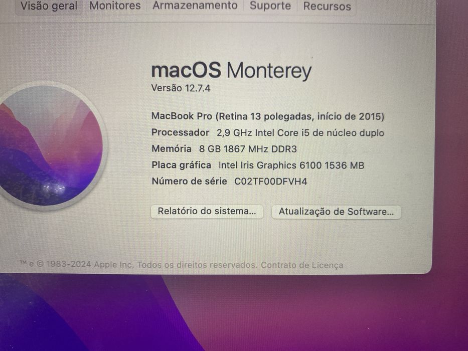 Macbook Pro 13” - Ano 2015