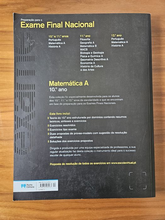 Livro preparação para Exame Final Matemática A 10° ano - Porto Editora