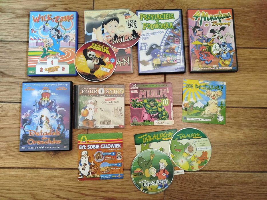 Bajki dla dzeici DVD VCD Mulan Tabaluga Wilk i zając Hulk Muzykanci