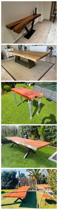 Peças em madeira maciça rústicas, mesas jantar, centro,consolas etc...