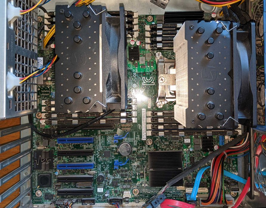 Intel s2600cp + 2x xeon e5-2690v2 + 64GB ram ddr3 ecc + chłodzenie CPU