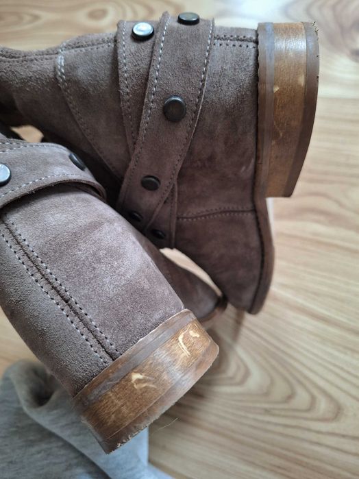 Skórzane botki R.Polański kolor taupe