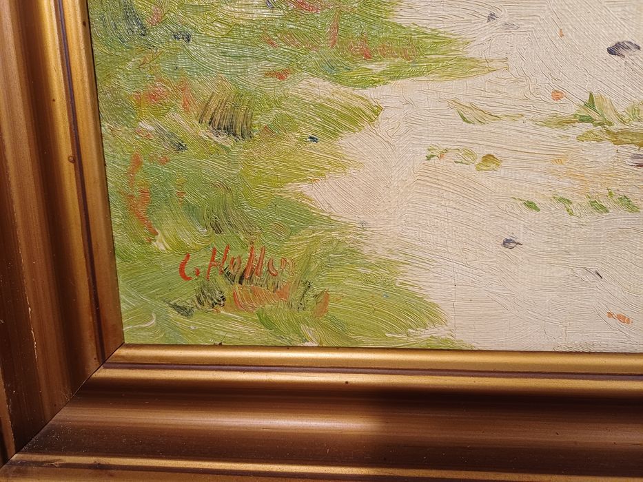 Stary obraz na płótnie sygnowany