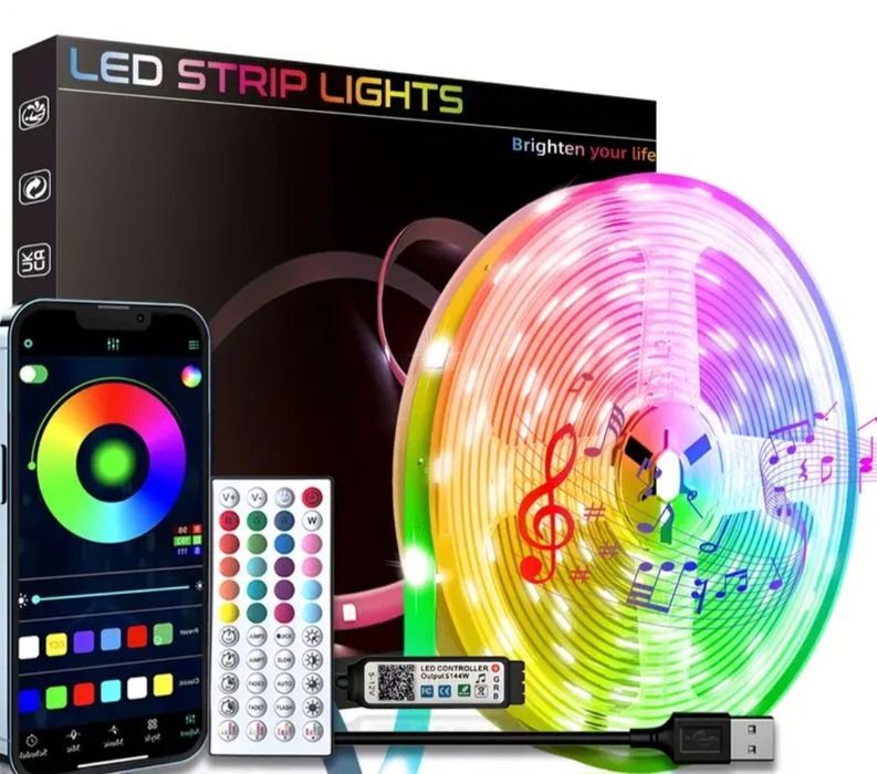 Fita Led 5metros ( com comando para controlo de cores e funções )