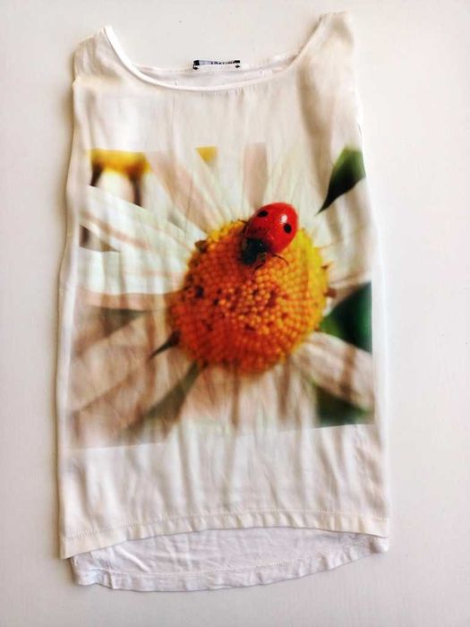 T-shirt oversize z biedronką YOUTIME M/38 łączone materiały #1476