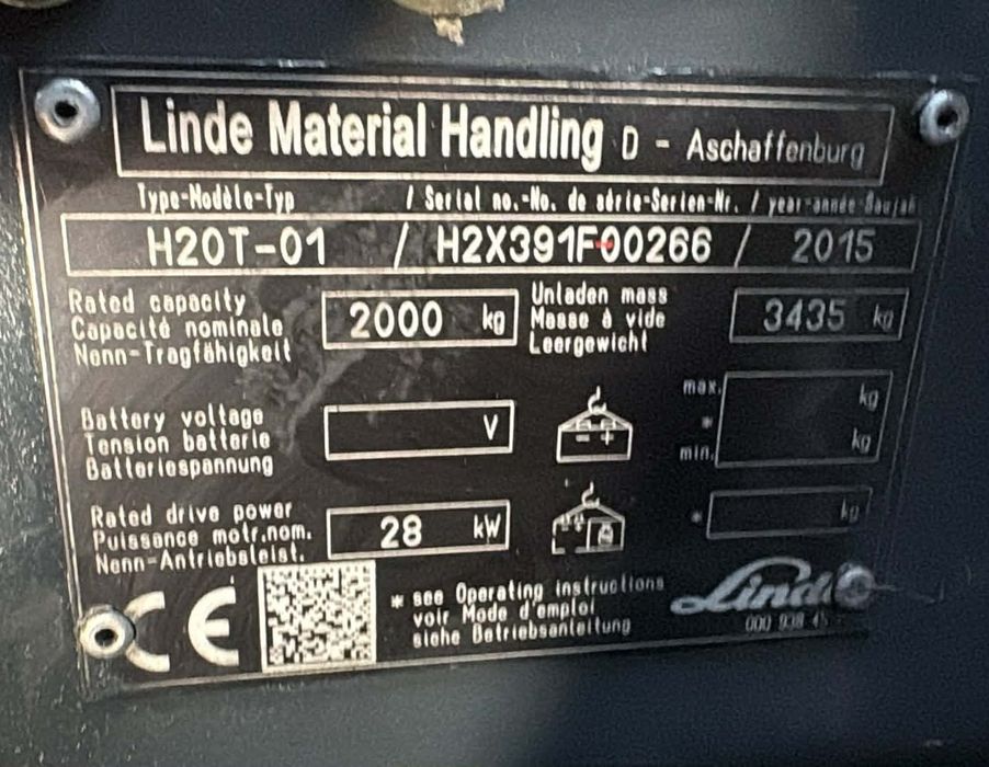 Wózek widłowy LINDE H20T, triplex, przesuw, terenowy, 4 sekcje
