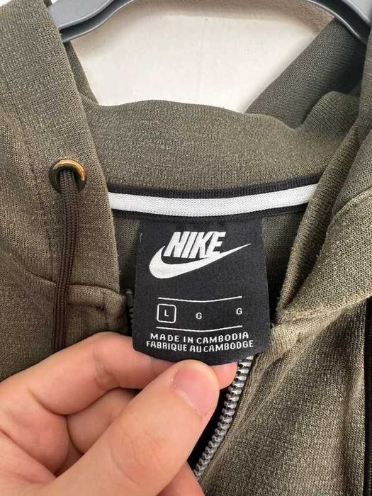 Bluza Nike zip hoodie khaki • rozpinana • logo • streetwear
