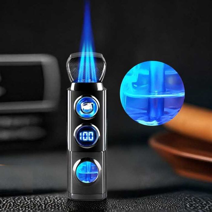 Газовая зажигалка турбо trinity flame на 3 форсунки с элект зажиганием