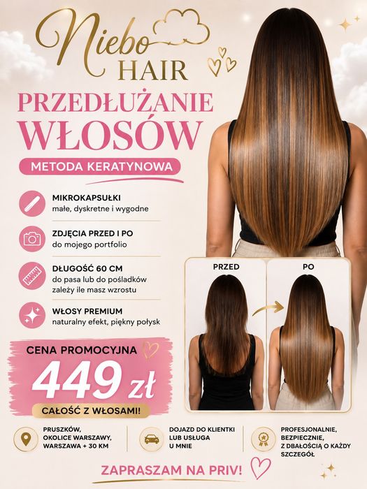 Przedłużanie włosów  449zl BIO lub naturalne -pisz priv
