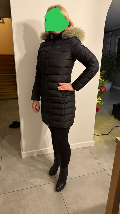 Tommy Hilfiger - kurtka zimowa czarna, puch naturalny - rozmiar S