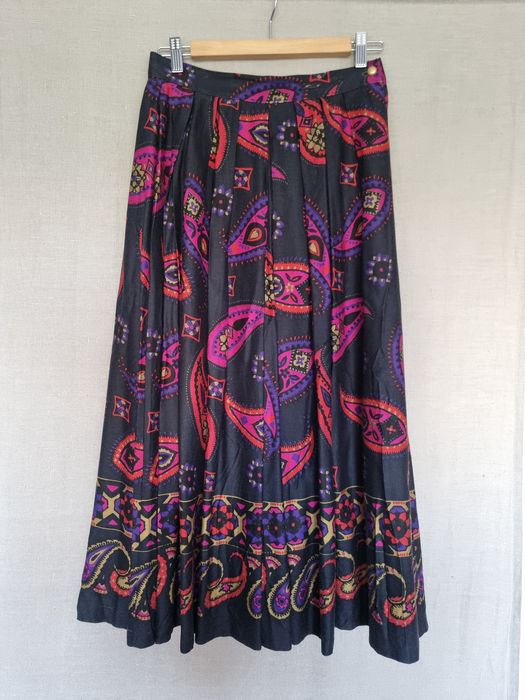 Spódnica rozkloszowana midi kieszenie etno boho