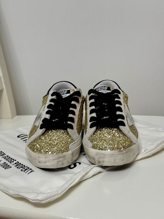 Nowe Sneakersy Golden Goose Super-Star Glitter Skóra Rozmiar 40