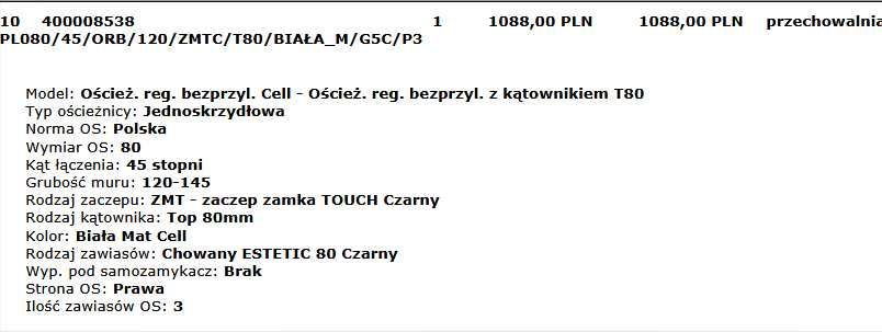 Ościeżnica bezprzylgowa regulowana DRE 120-145 NOWA biały mat