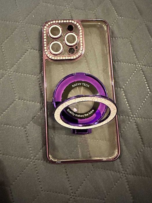Чохол luxury з камінцями та блискітками iphone 14 pro max фіолет.