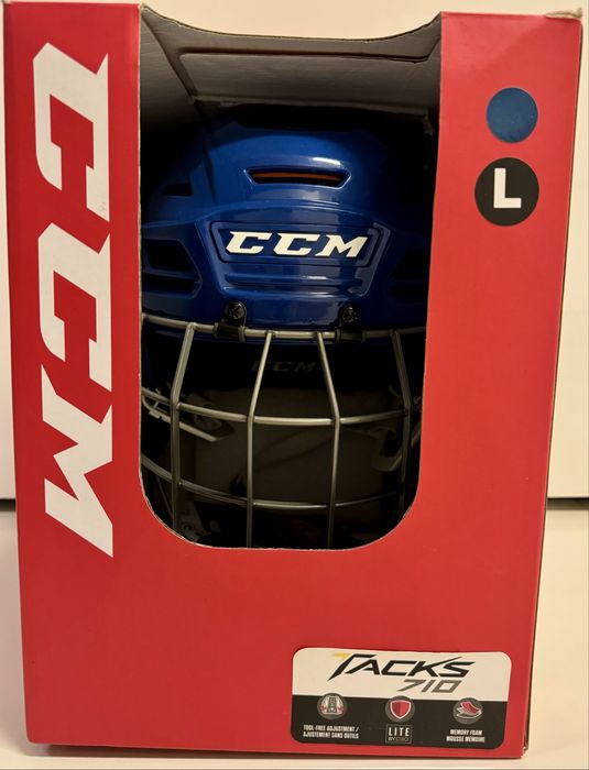 CCM Hockey Helmet Tacks 710 Combo Azul Royal