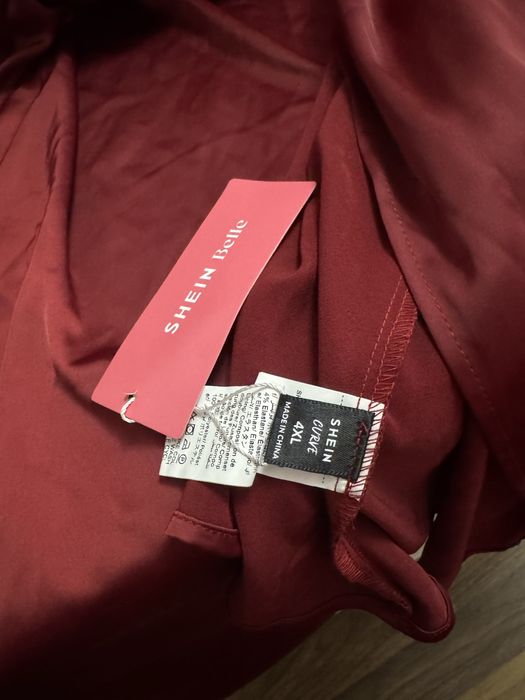 Piekna dluga suknia wieczorowa burgundowa plus size 4XL