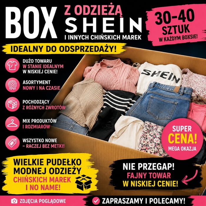 Box z odzieżą SHEIN i innych chińskich marek– IDEALNY DO ODSPRZEDAŻY
