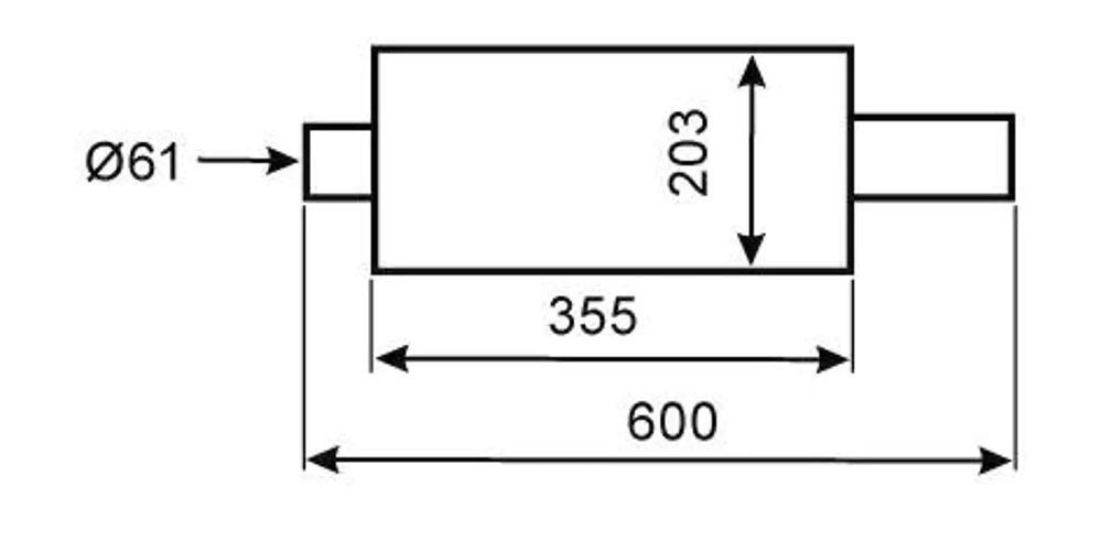 Tłumik czarny z szeroką rurą WM Sport 165x75 wejście 61