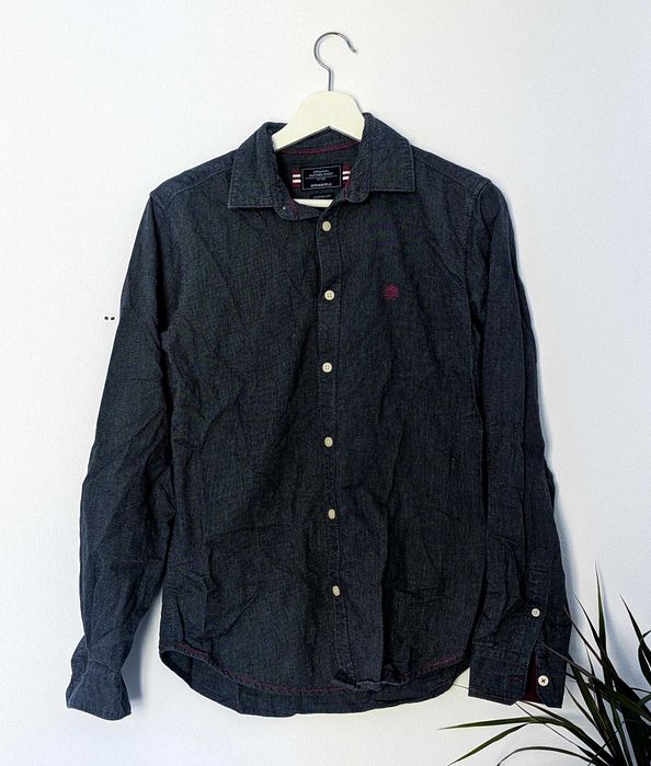 ACEITO TROCAS | Camisa Oxford Springfield – Cinzento Antracite e Bordô – Tamanho S