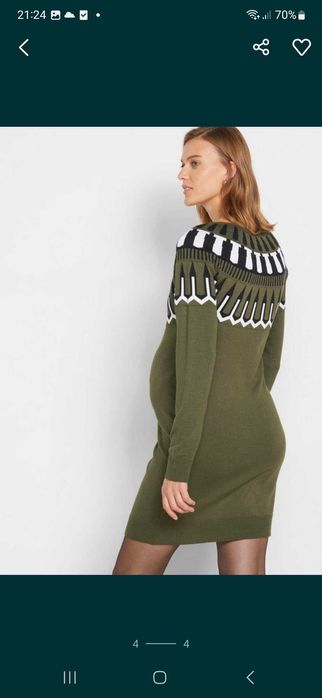 Nowy sweter ciążowy oliwkowy świąteczny sukienka sweterkowa 36